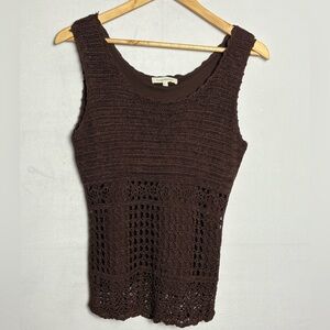 Vintage Brown Crochet Sleeveless Top